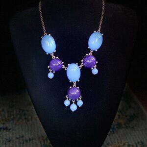 Indigo Blue and Purple Vintage Bib Statement Necklace